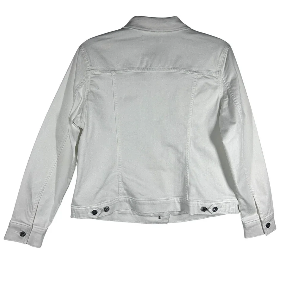 Liz Claiborne Youth Girls White Denim Jacket Polyester Blend Size Large‎ NEW